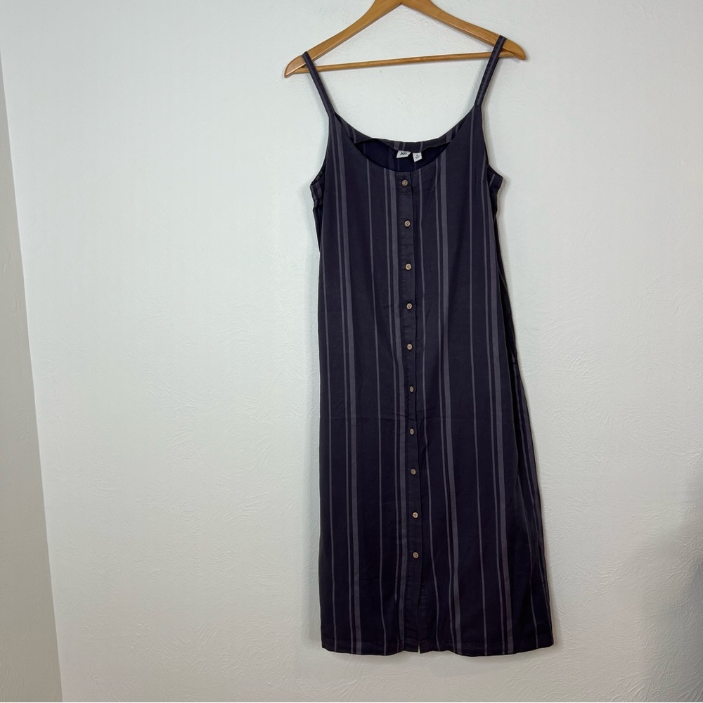 Tentree Breezy Women's Striped Gray Dress With Button Front